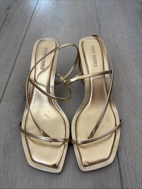 Steve Madden Metallic Gold Strappy Square-Toe Heels